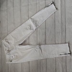 KANCAN WHITE SKINNY JEANS WITH FRAYED HEM